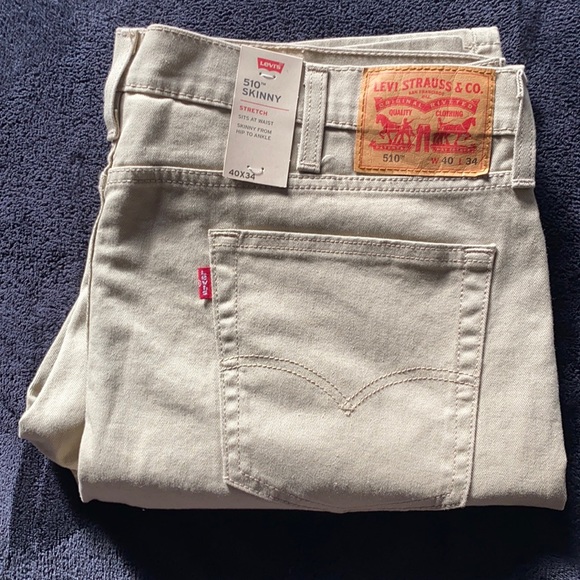 Levis 5 Mens Jeans 40x34 Skinny Khaki 